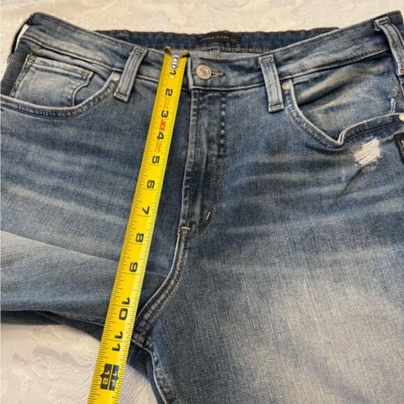 Silver Jeans 33x31 Most Wanted Straight Mid Rise Stretch Distressed Blue - Picture 5 of 8
